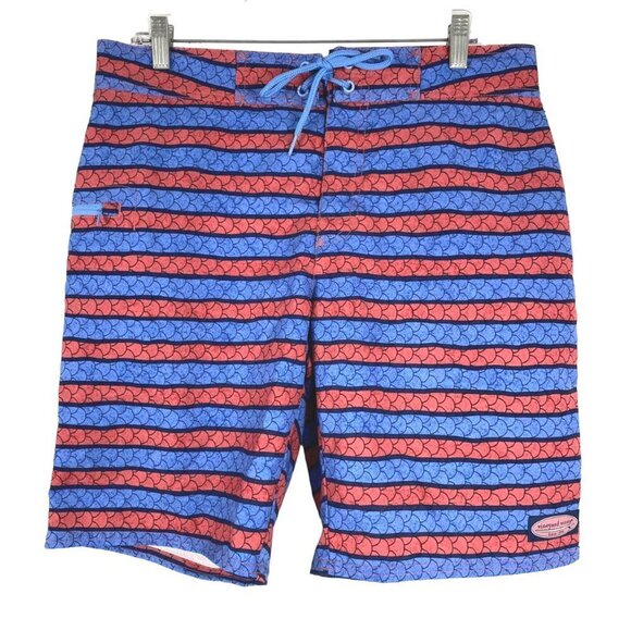 Vineyard Vines Angler Stripe Board Shorts Men's Size 32 Printed SS-1242 - Picture 1 of 11